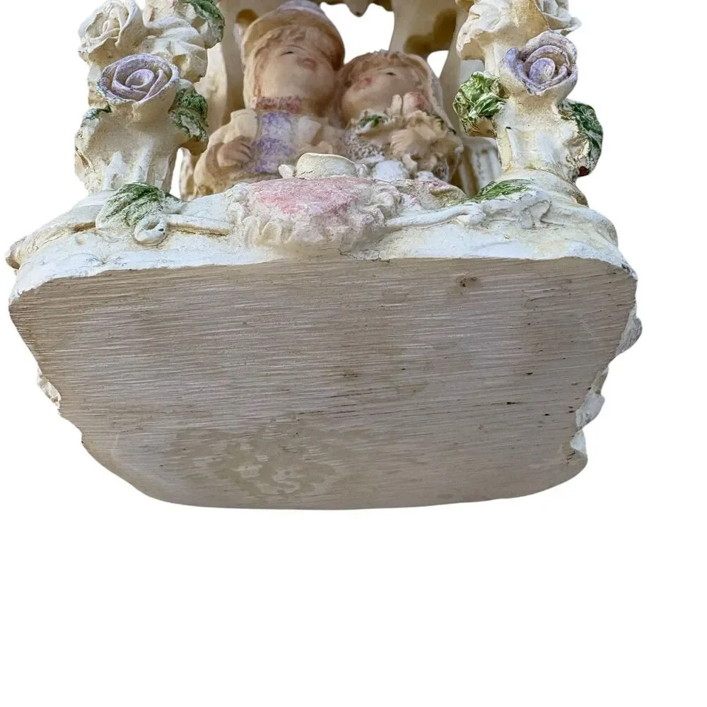 Wedding Cake Topper Bride & Groom 6”Roses Doves Hearts White Pink Purple Green